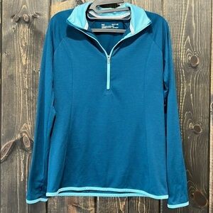 Under Armour Pullover S Blue Heatgear Threadborne 1/2 Zip Logo Collar‎ Run Top